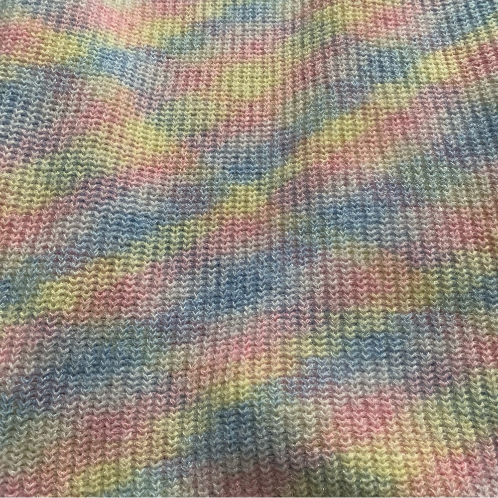 Pastel Rainbow Long Knitted Cardigan w Pockets Oversized xs - Picture 8 of 10